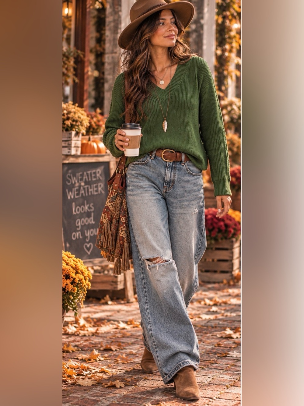 Vince Drop Shoulder V-Neck Pullover Sweater in color Herb or “DarkHerb” NWOT - Picture 3 of 6
